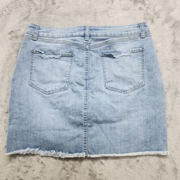 Rewash Skirt Womens 11/30 Blue Distressed Mini Raw Hem Stretch Casual Beach - Picture 3 of 9